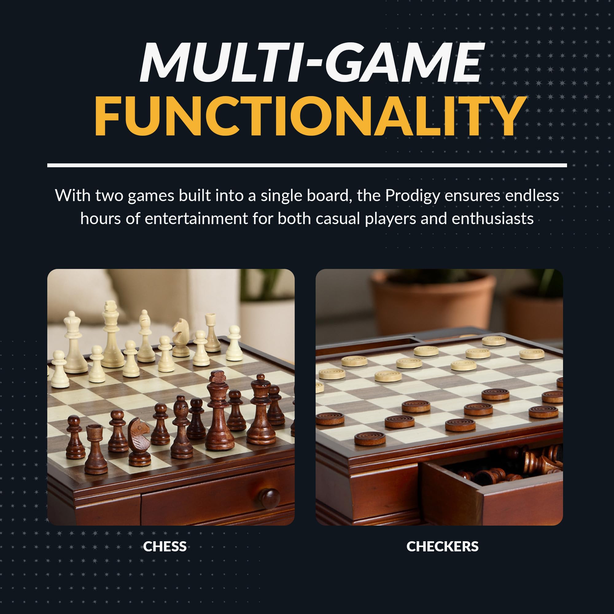 Amazon.com: Hathaway Prodigy 19-in Wooden Chess and Checkers Set